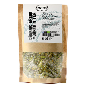 APSOGO Organic Greek Mountain Tea - Premium Quality & Excellent Taste Loose Leaf Herbal Tea, Handpicked with Stems, Leaves & Flowers (100g)