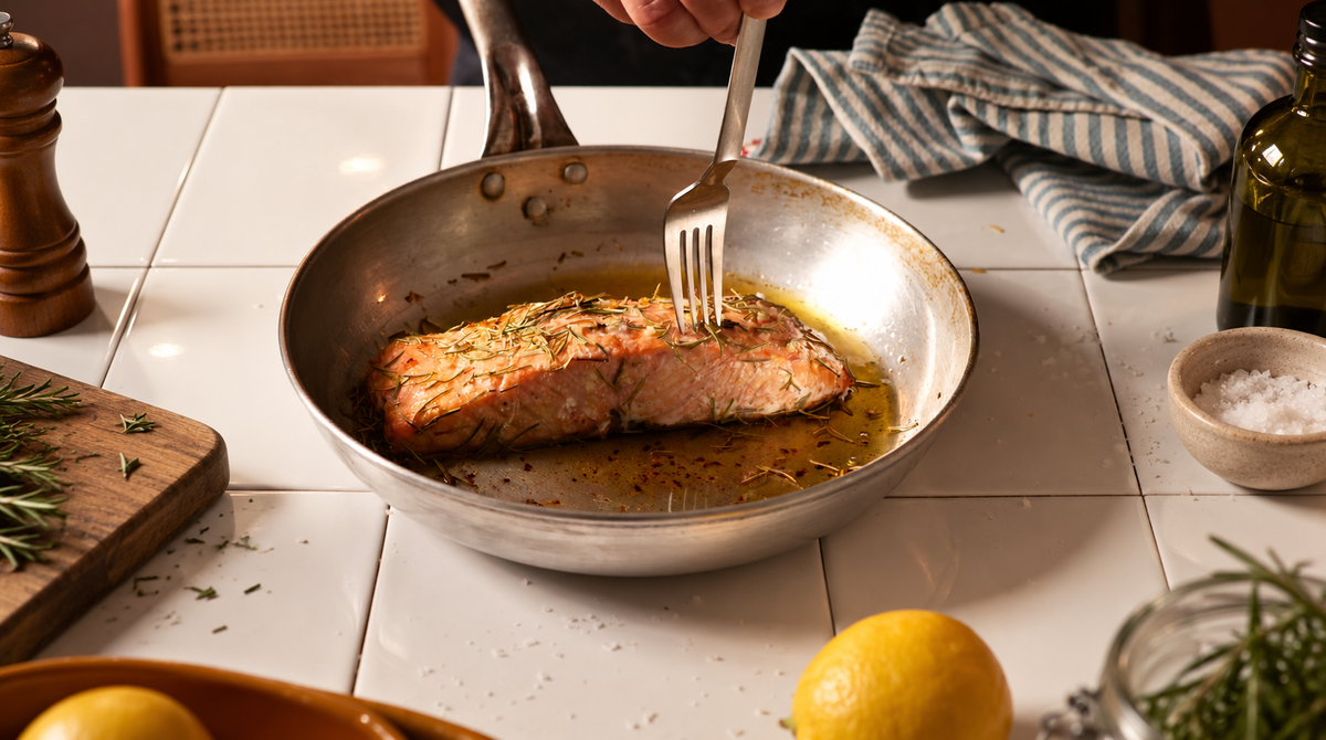 Pan-Seared Salmon with Rosemary, Lemon Zest and Olive Oil