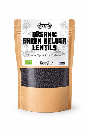 APSOGO Organic Greek Beluga Lentils 500g resealable pack