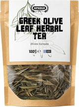 Apsogo Greek Olive Leaf Tea (100g) - Premium Loose Olive Leaves - Mild Herbal Taste & Smooth Aroma - Natural Caffeine-Free Tea - Resealable Eco-Friendly Pouch