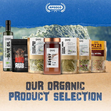 APSOGO Organic Thyme Honey - Pure Wilderness Honey from Greece, Crete - Strong Taste & Golden Colour (400g)