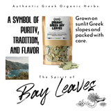 APSOGO Organic Greek Bay Leaves 75g - Whole Laurus Nobilis Leaves for Cooking & Tea - Aromatic, Hand-Picked, Eco Pouch