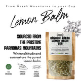 APSOGO Organic Greek Lemon Balm Tea 100g - Melissa officinalis Loose Herbal Tea - Relaxing Caffeine-Free Infusion - Eco Pouch - Grown in Greece