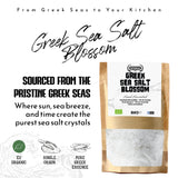 APSOGO Greek Sea Salt Blossom - Hand-Harvested Salt Crystals from the Aegean Sea - Unrefined, Additive-Free - 300g Eco Pouch