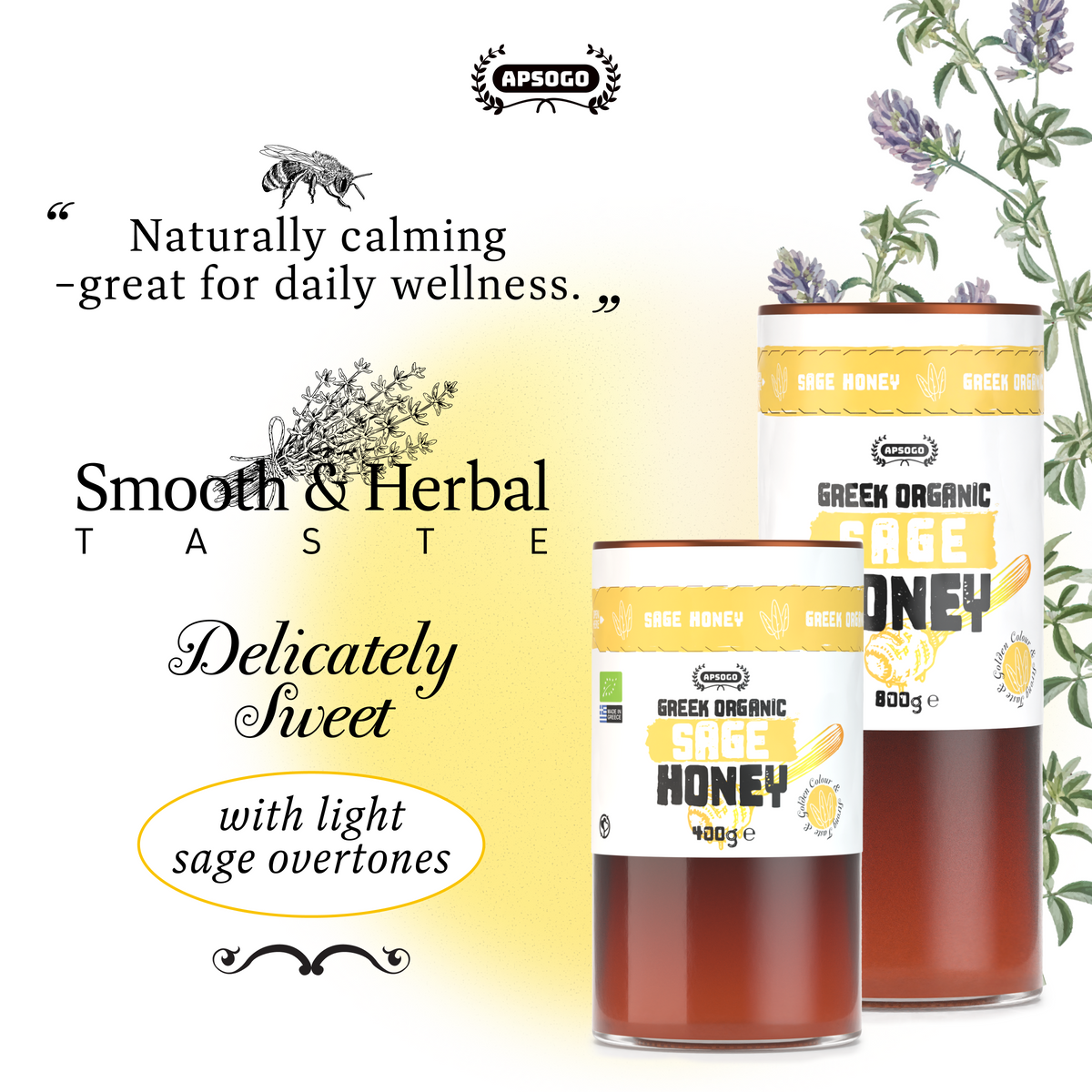 Apsogo Organic Forest Sage Honey - Pure Liquid Honey from Crete