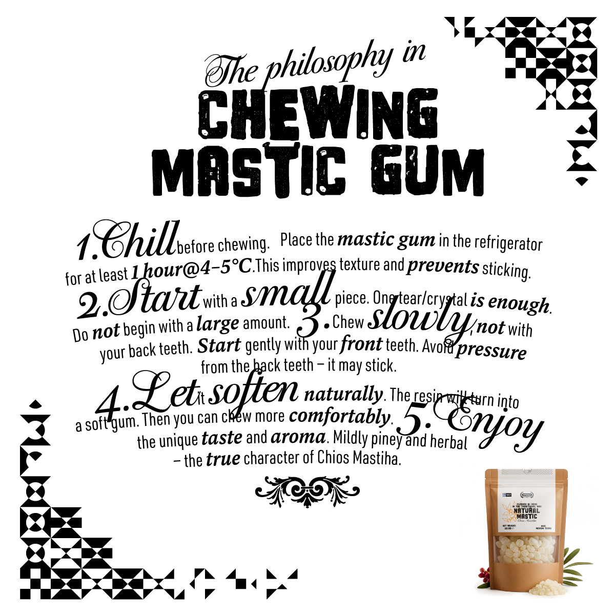 Apsogo Chios Mastiha 25g – 100% Natural Mastic Gum Tears from Greece – Medium Size – Sugar-Free, Vegan Chewing Gum, Pure Chios Mastic