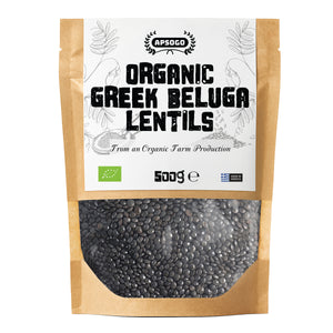 APSOGO Organic Greek Beluga Lentils, black, 500g pouch