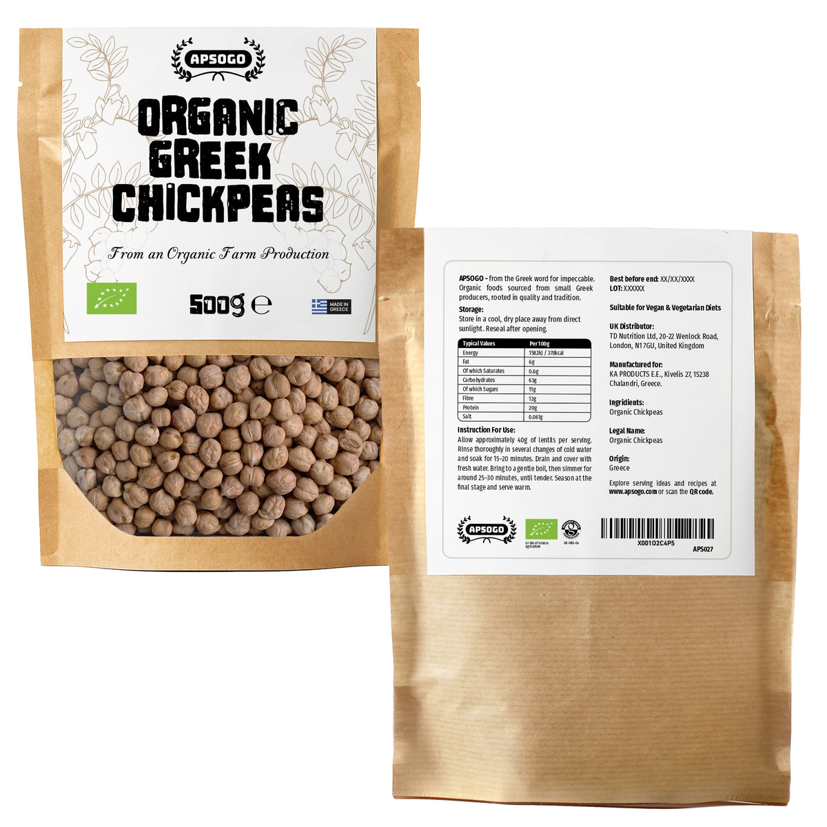 APSOGO Organic Greek Chickpeas, product image 6