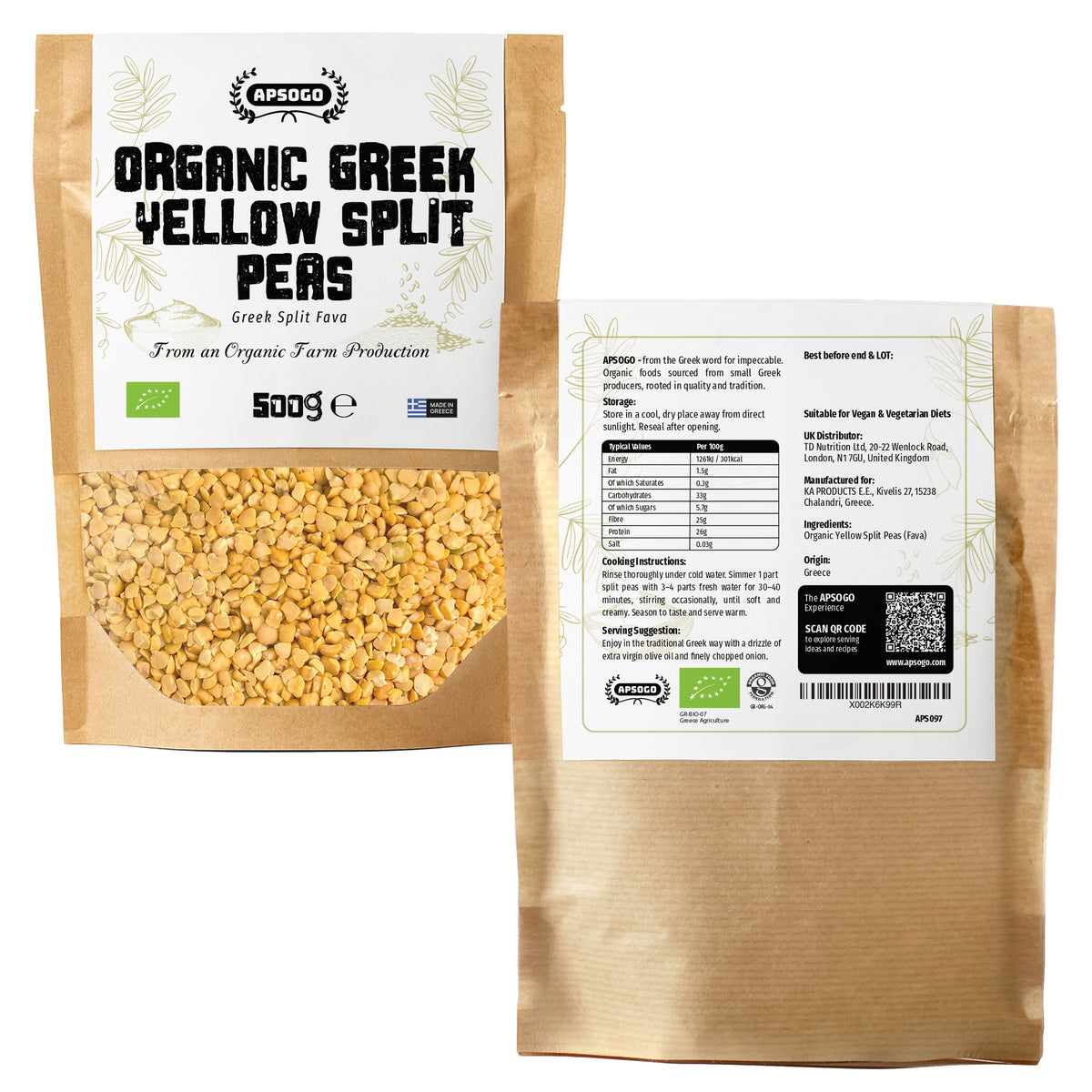 APSOGO Organic Greek Yellow Split Peas (Fava), product image 6