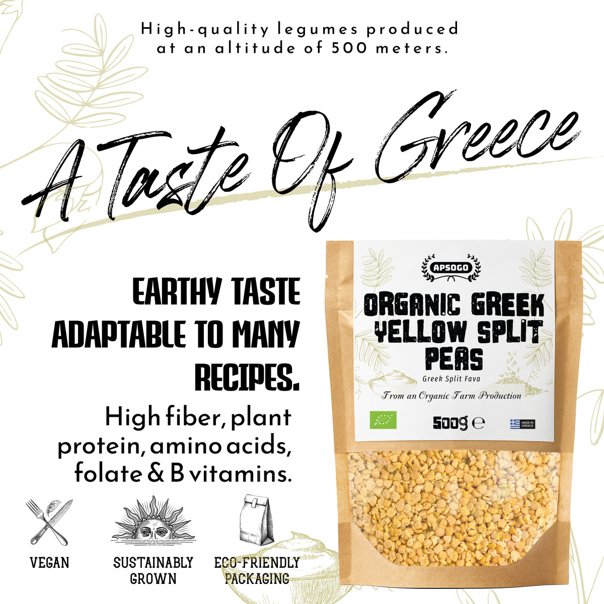 APSOGO Organic Greek Yellow Split Peas (Fava), product image 3