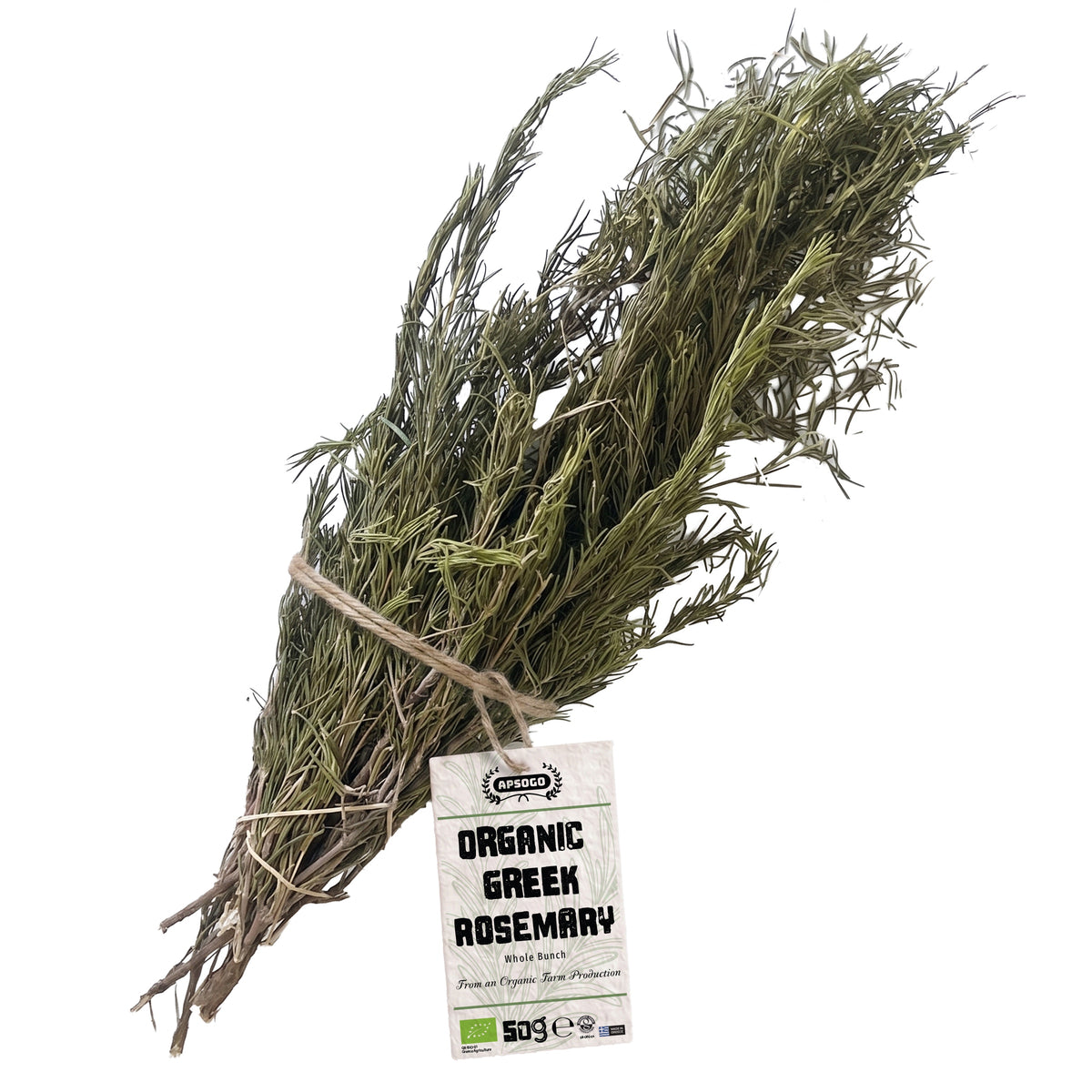 Apsogo Organic Greek Rosemary Bunches - Dried on the Stem, 50g