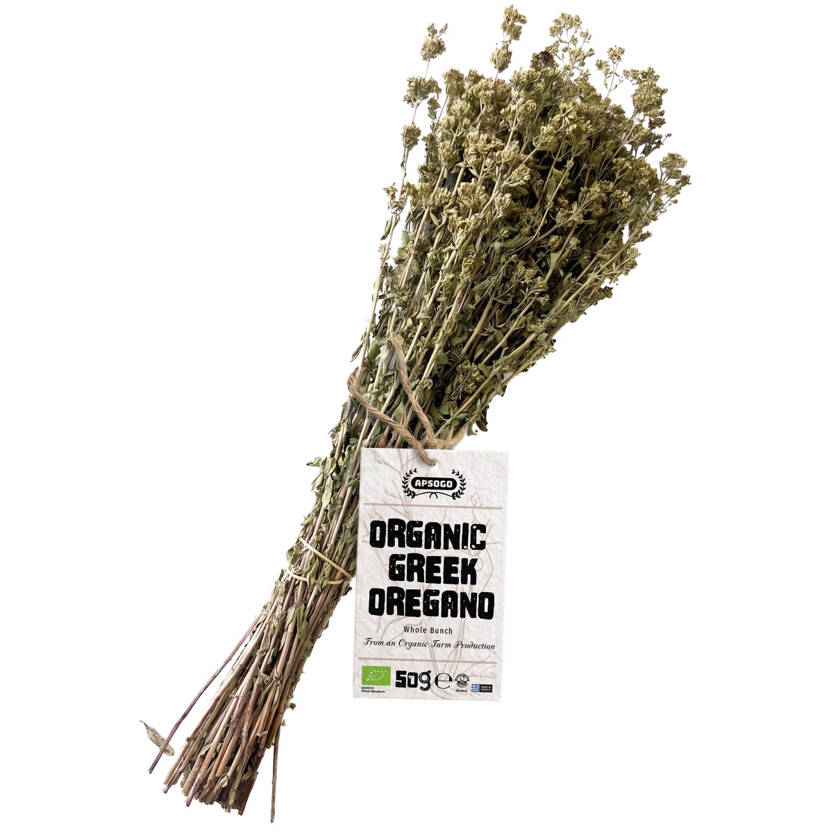 Apsogo Organic Greek Oregano Bunches - Dried on the Stem, 50g