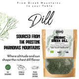 Apsogo Organic Dried Dill (100g) - Premium Greek Dill - Fresh Herbal Aroma & Delicate Sweet Flavour - Eco-Friendly Resealable Pouch - Natural Culinary Herb