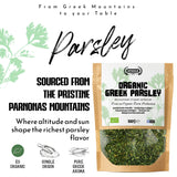 Apsogo Organic Dried Parsley (100g) - Premium Greek Parsley Loose Cut - Fresh Herbal Aroma & Vibrant Green Colour - Eco-Friendly Resealable Pouch - Natural Culinary Herb