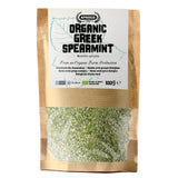Bag of organic Greek spearmint with Apsogo branding on a white background