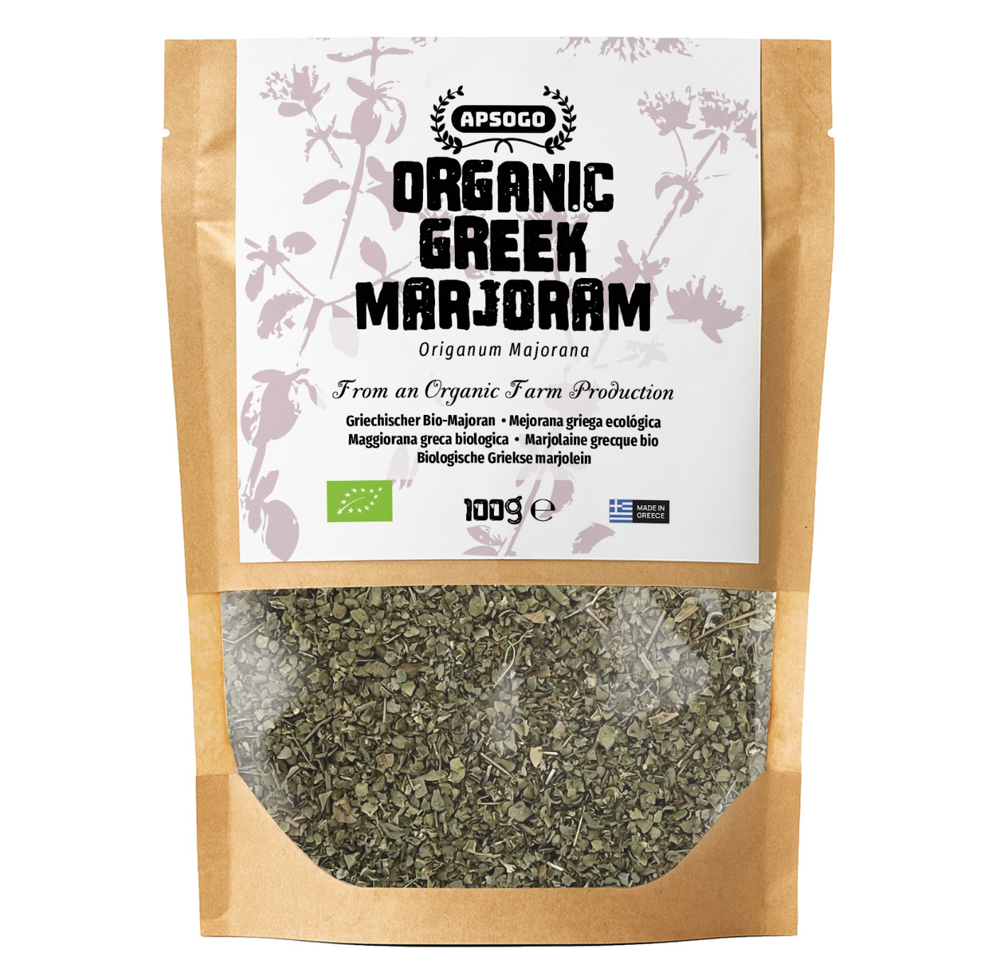 APSOGO Bio-Majoran-Kräutertee – Premium Griechischer Loser Majoran (100g) Natürlicher Bio-Kräutertee, Aromatischer mediterraner Kräuteraufguss