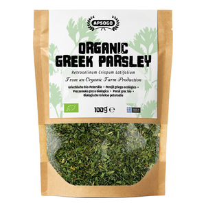 Apsogo Organic Dried Parsley (100g) - Premium Greek Parsley Loose Cut - Fresh Herbal Aroma & Vibrant Green Colour - Eco-Friendly Resealable Pouch - Natural Culinary Herb