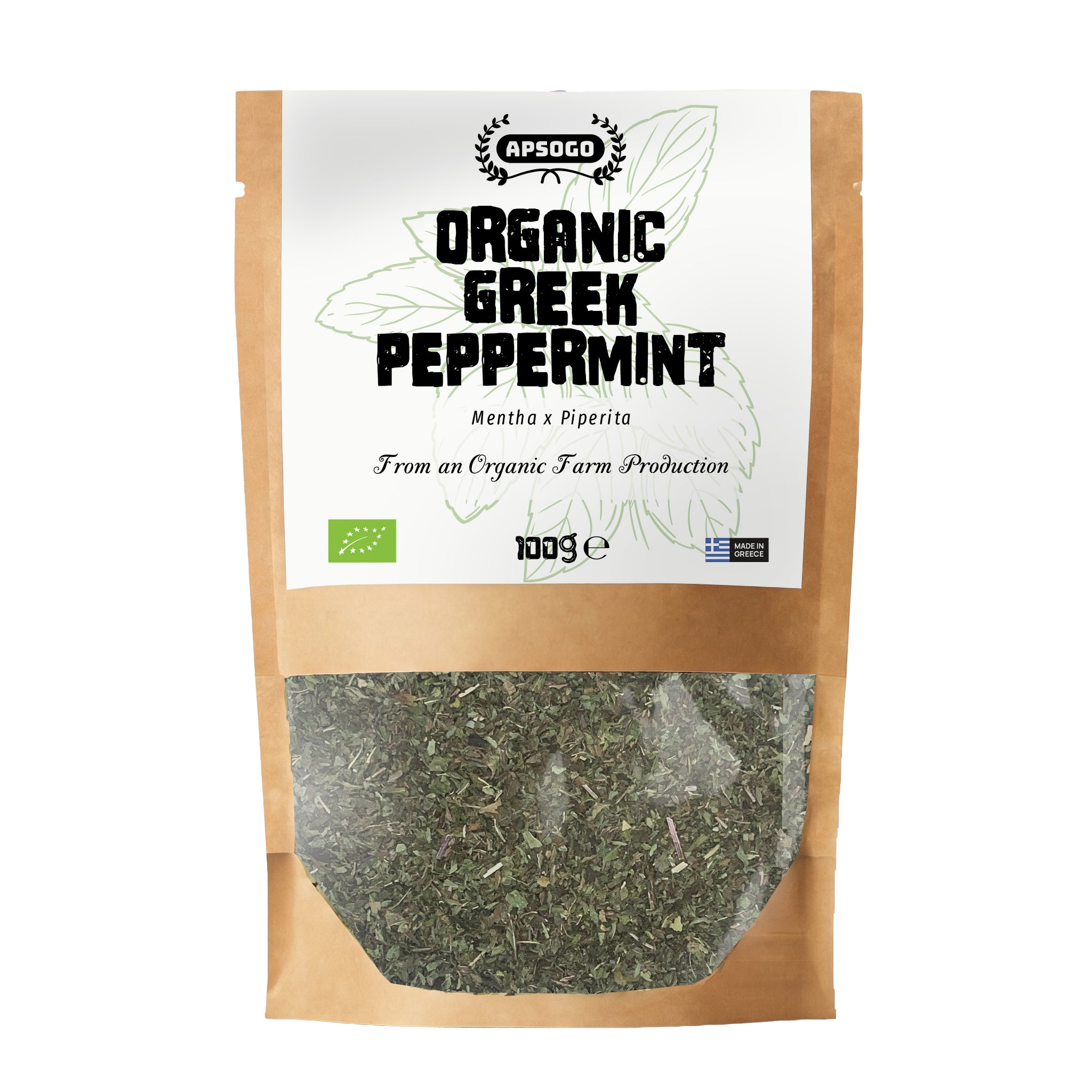 Organic Peppermint Pouch on white background