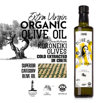 Apsogo Organic Greek Extra Virgin Olive Oil 500ml, premium cold-pressed from Koroneiki olives, superior quality from Greece.