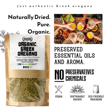 Apsogo Oregano - Organic Dried Oregano from Greece, 200g pack; vegan, eco-friendly, with preserved essential oils.