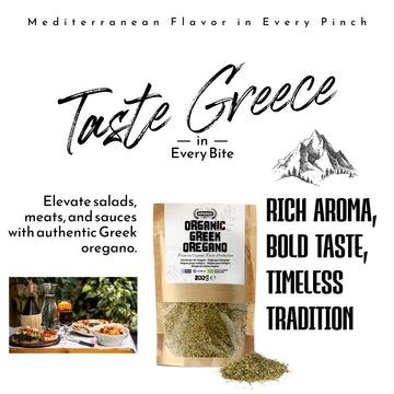 Apsogo Oregano - Organic Dried Oregano from Greece, 200g bag; enhances salads and meats with rich aroma and bold taste.