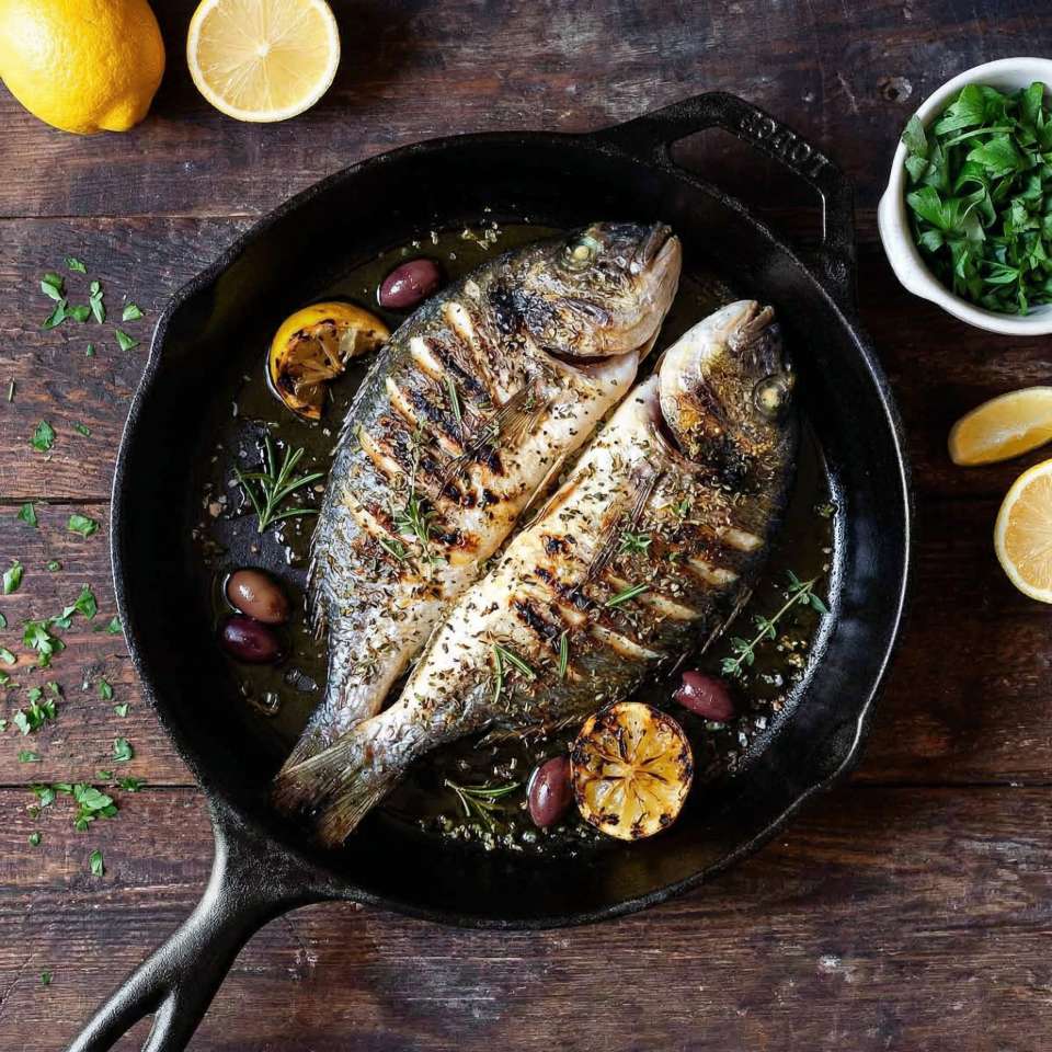 Grilled Greek fish with herbs